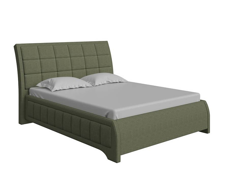 Кровать Foros 160x200 Экокожа/Ткань Черный (TM-6)/Лама Темно-серый - Кровать необычной формы в стиле арт-деко.