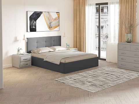 Мягкая кровать Forsa - Универсальная кровать с мягким изголовьем, выполненным из рогожки.